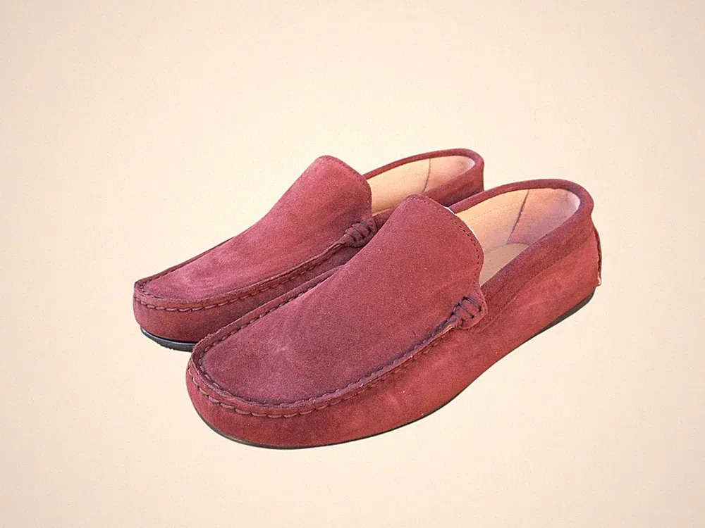 Herren Halbschuh aus Wildleder Farbe Rot Bordò