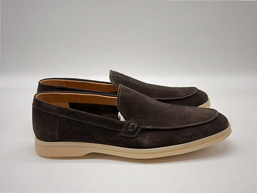 Herren Halbschuh, braunes Wildleder, genähter Gummiboden, Modell Typ L.Piana.