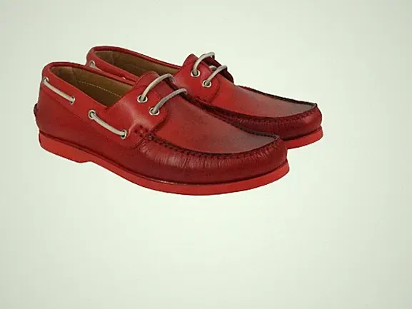 Herren Halbschuhe Bootsschuhe Leder rot Made in Italy