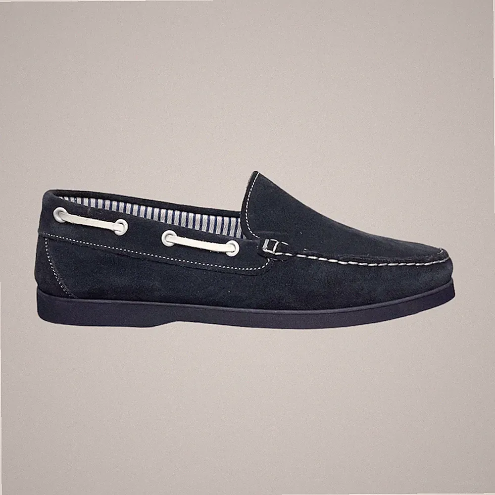 Herren Halbschuhe Bootsschuhe Wildleder blau Made in Italy boat Loafers