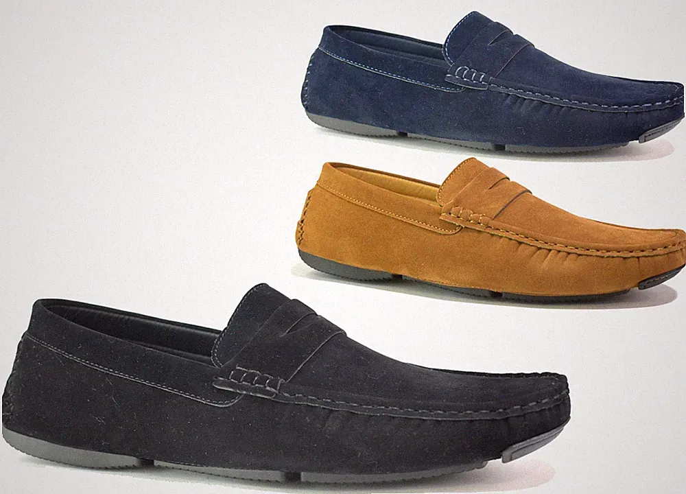 Herren Halbschuhe Hellbraun Schuhe Kunst-Wildleder Riemen Flache Slipper Mokassin Sommer Größen 6-10