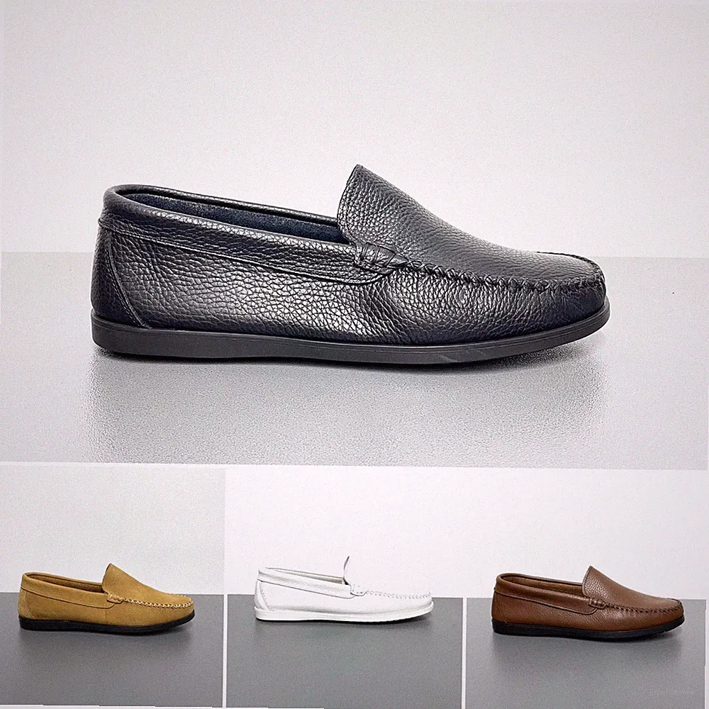 Herren Halbschuhe Leder Made in Italy Weiß Schwarz Blau Braun Sand Bequeme Schuhe