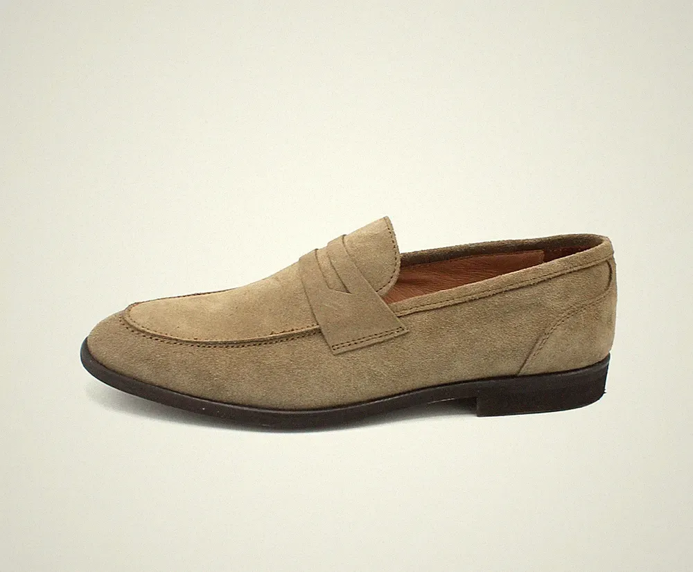 Herren Halbschuhe Leder Wildleder Taupe College Casual Elegant Made in Italy