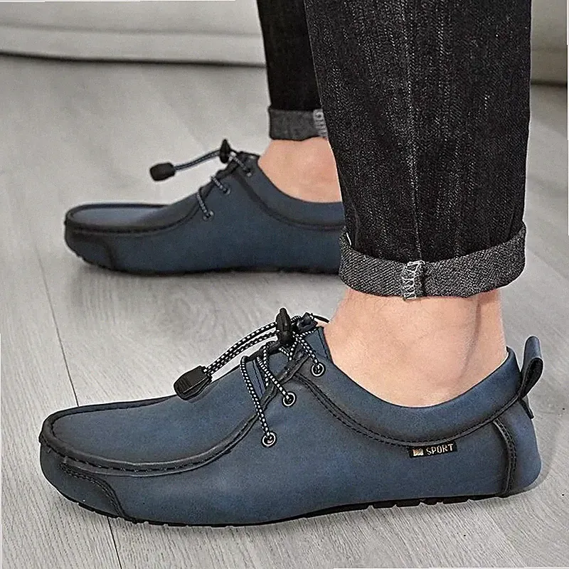 Herren Halbschuhe leicht sichtbare Nähte blau lässig Kunstleder MV628