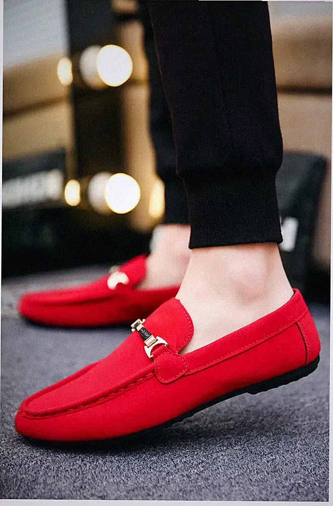 Herren Halbschuhe Oxford Polnisch Wildleder Herren Rot Kunstleder 4007