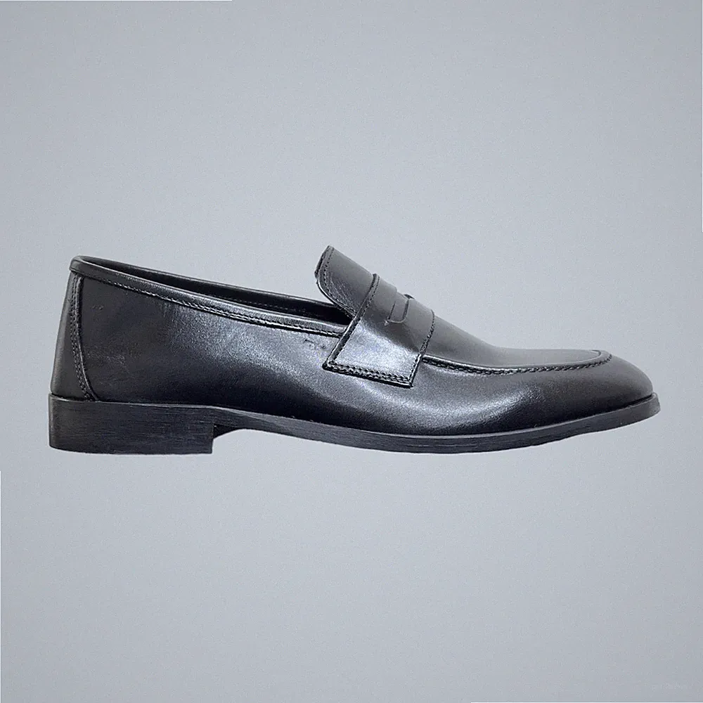 Herren Halbschuhe Schuhe Leder gefüttert Penny Loafers schwarz Made in Italy