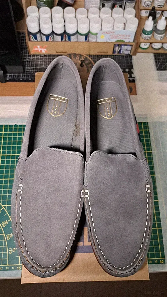 Herren Halbschuhe von Williot aus Wildleder und Canvas grau mit Banddetail - 43