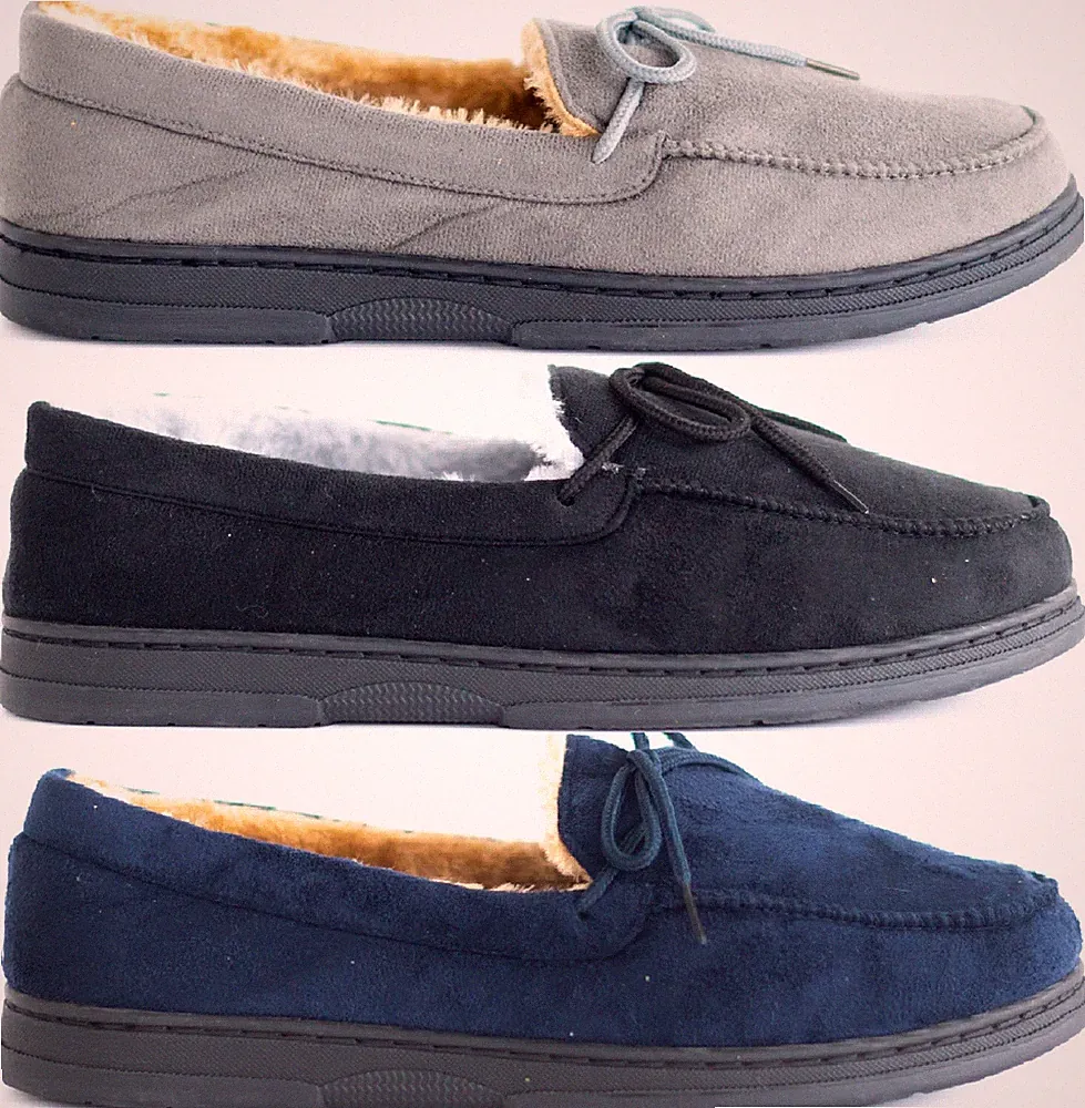 HERREN HALBSCHUHE WARM KUNSTWILDLEDER LAMMFELL FELL GEFÜTTERT MOKASSINS WINTER HAUSSCHUHE GRÖßE