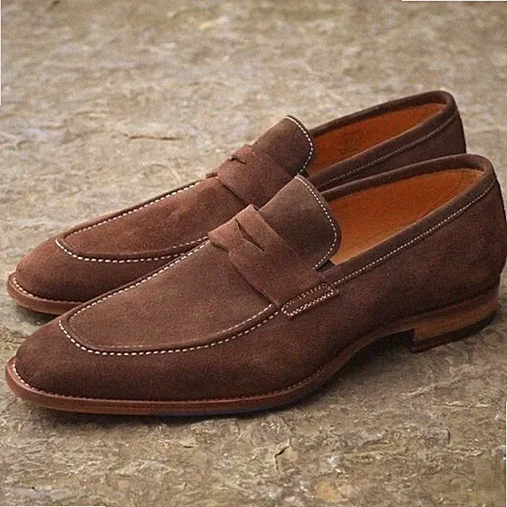 Herren Handarbeit Schuhe braun Wildleder Mokassin Geschäft formelles Kleid Freizeitkleidung Stiefel