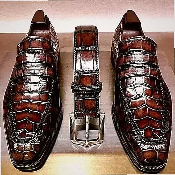 Herren Handgefertigt Braun Alligator Textur Leder Mokassin Schuhe Formell Elegant Schuhe