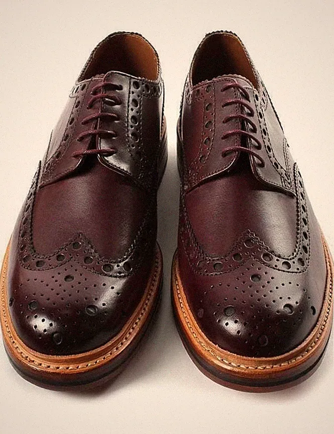 Herren Handgefertigt Echt Braun Leder Oxford Brogue Budapester Derby Schuhe-UK4-16