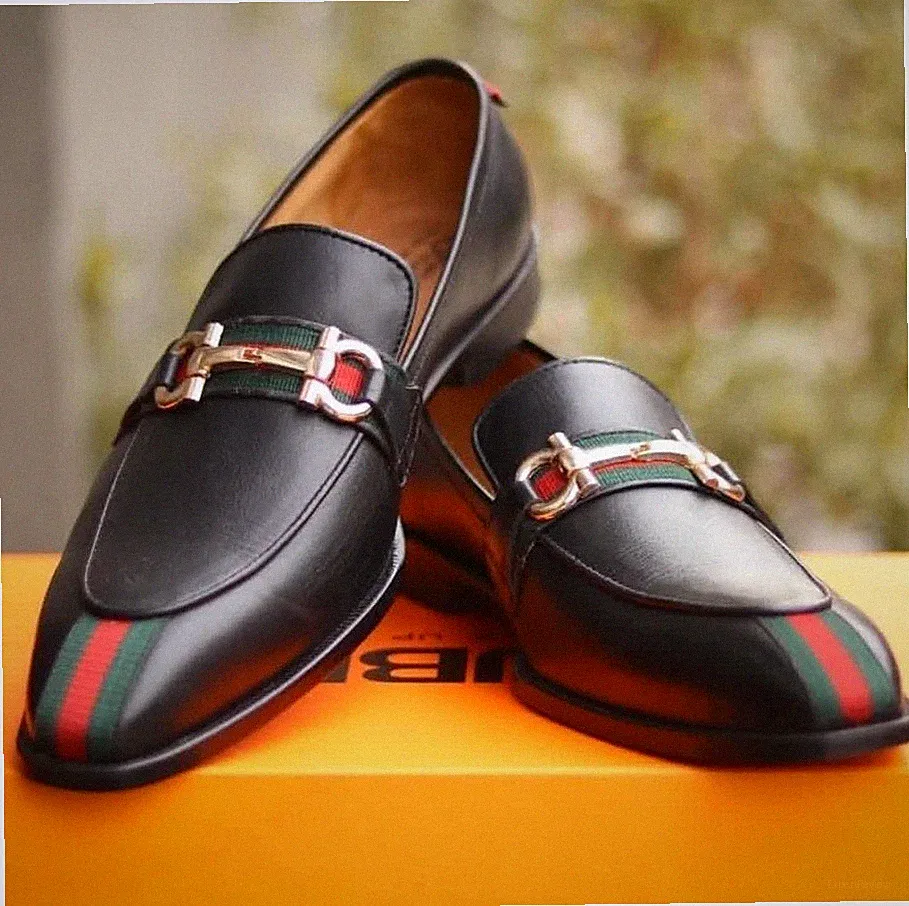 Herren Handgefertigt Echt Schwarz Leder Oxford Slipper Elegant Halbschuhe, Freizeitschuhe