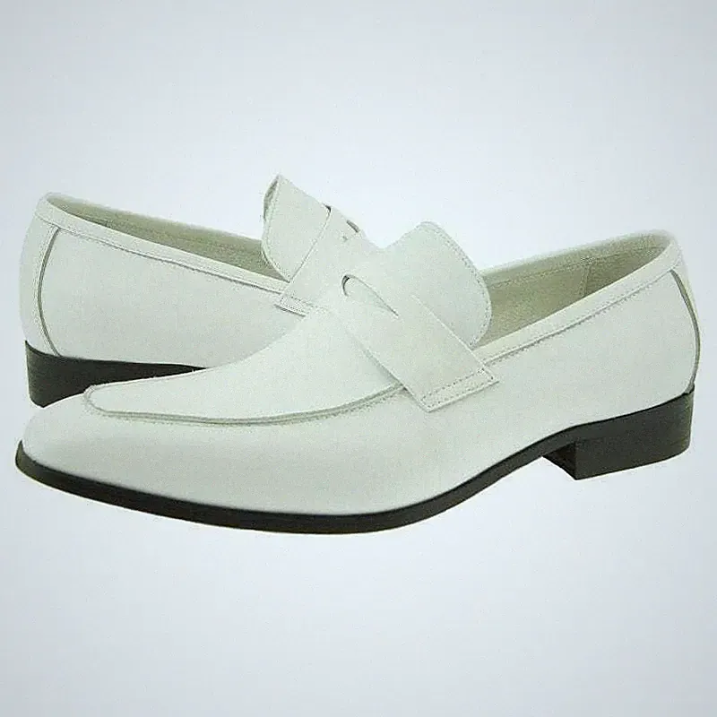 Herren Handgefertigt Echt Weiß Leder Halbschuhe & Slipper Mokassin Formelle Schuhe NEU