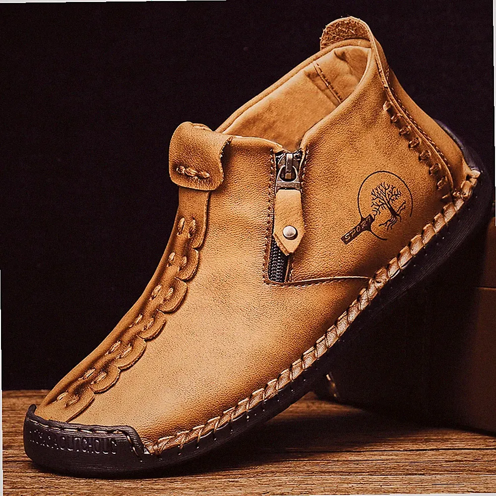 Herren Handgefertigt Leder Halbschuhe Stiefeletten Leger Slipper Bequem Wanderschuhe