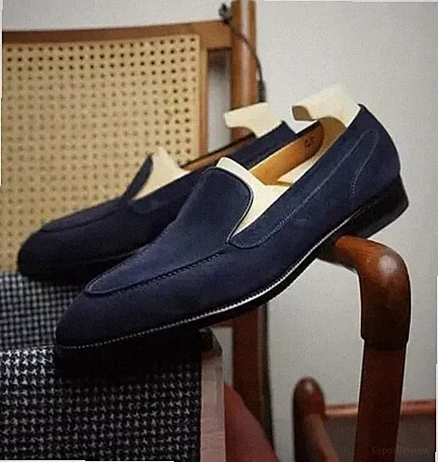 Herren Handgefertigt Marineblau Wildleder Mokassin Schuhe, Freizeit Halbschuhe Schuhe für Männer 8-9-10