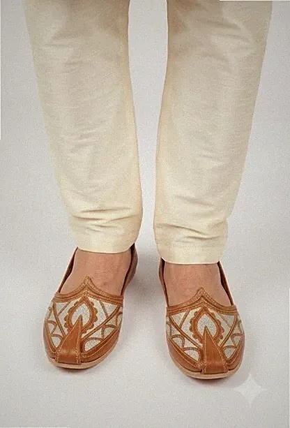 Herren Handgefertigte Indische Khussa Punjabi Krawatten Schwarz Schuhe...