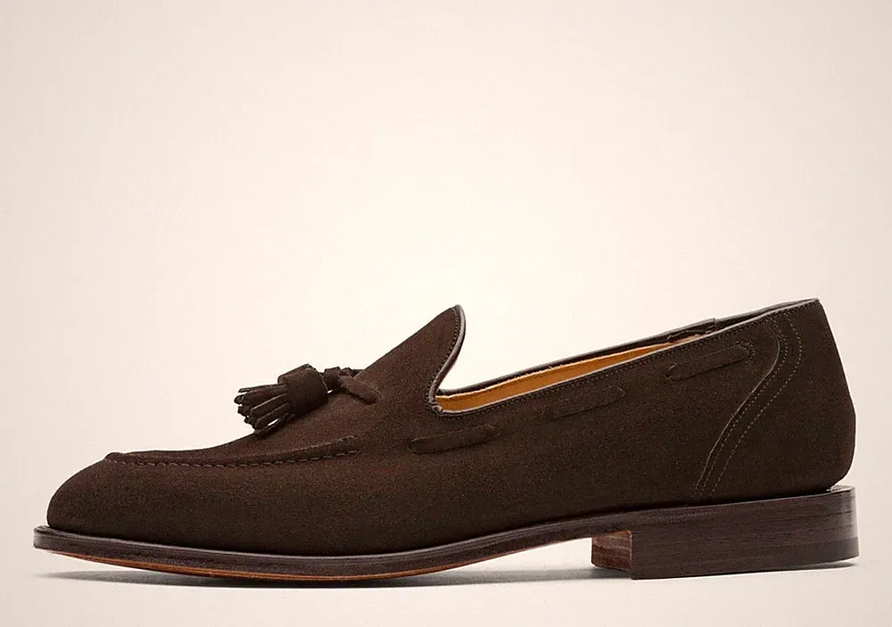 Herren handgefertigte Schuhe hellbraun quastenbraun Wildleder Halbschuhe klassischer Mokassin Slipper