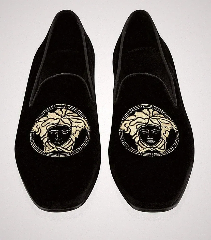Herren Handgefertigte Schuhe Samt Bestickt Halbschuhe Party Slipper Formell Freizeitschuhe