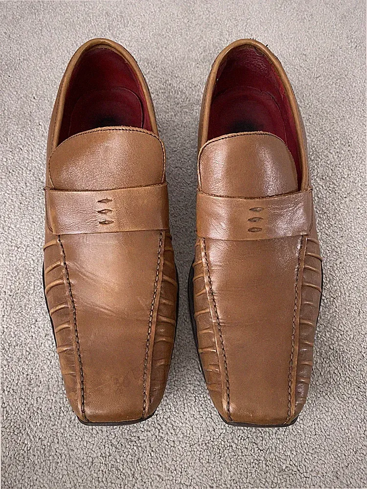 Herren hellbraune Halbschuhe Slipper formelle Schuhe Base London Größe UK 8 EU 42 sehr guter Zustand