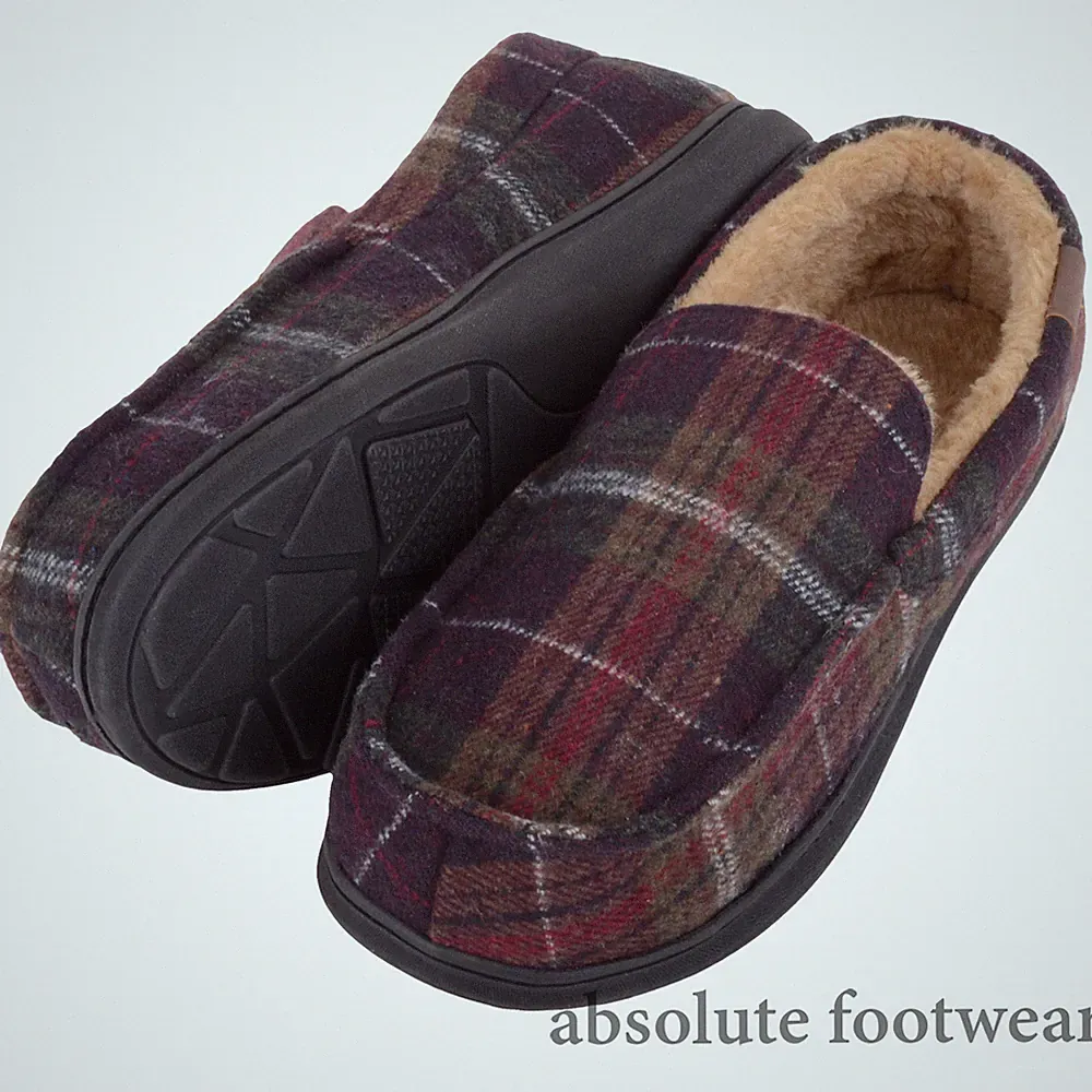 Herren Herren Einfache Slipper Kariert Kunstfell Mokassin Halbschuh Slipper