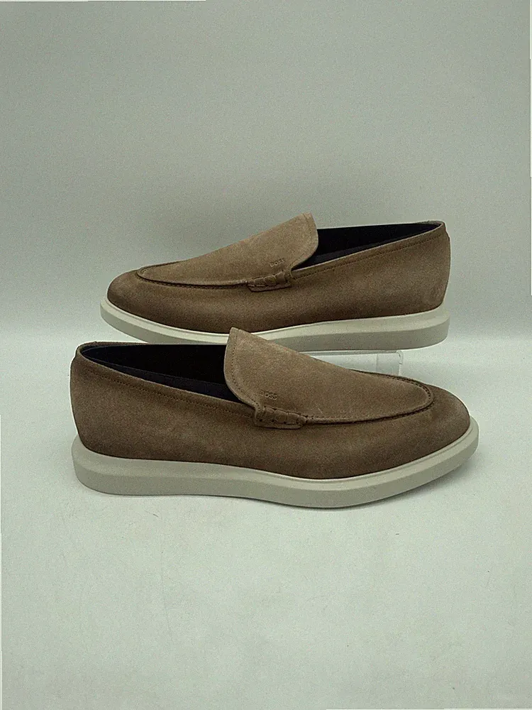 Herren Hugo Boss Slipper Randy Halbschuhe Braun Wildleder UK 7 EU 41 Neu