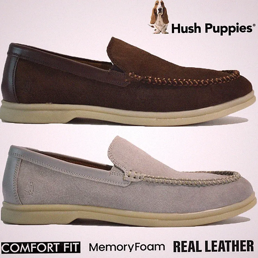 HERREN HUSH PUPPIES LEDER MEMORY FOAM SLIPPER FREIZEIT BOOT DECK HALBSCHUHE SCHUHE NEU