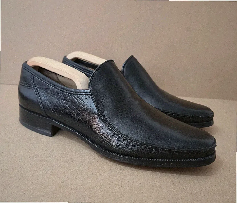 Herren John Weiß Kalbsleder Halbschuhe Schuhe UK 10 44 EUR Poliert Schwarz Formell