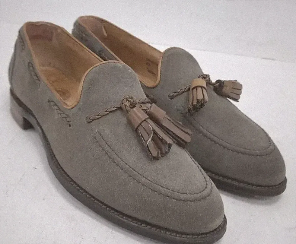 Herren Joseph Cheaney & Sons Grau Wildleder Tasseled Halbschuhe Größe UK 9,5 EU 43,5 Gebraucht