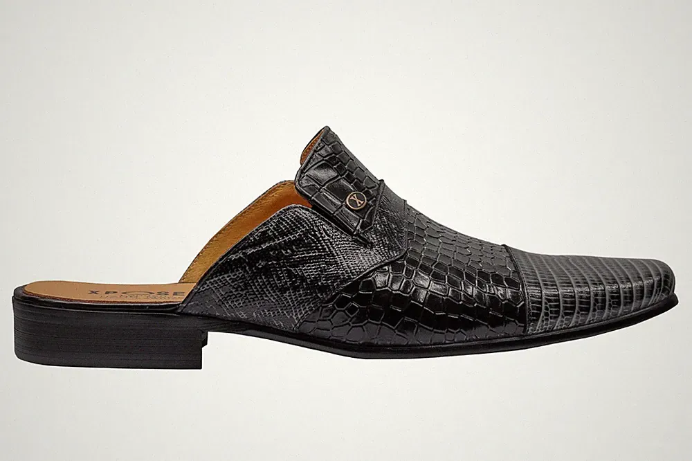 Herren Klassische Rückenfreie Schuhe Schlangenleder Optik Echtleder Halb Halbschuhe Pantoletten