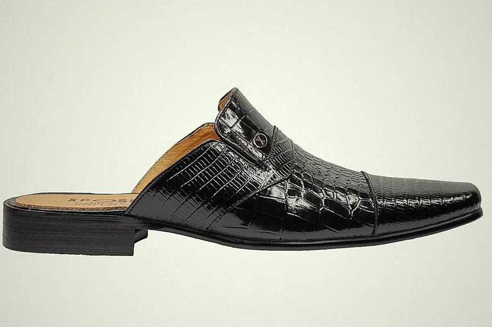 Herren Klassische Rückenfreie Schuhe Schlangenleder Optik Echtleder Halb Halbschuhe Pantoletten