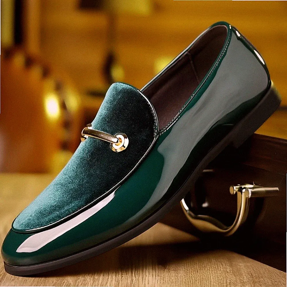 Herren Kleid Schuhe Lackleder Loafers für Business Party Prom