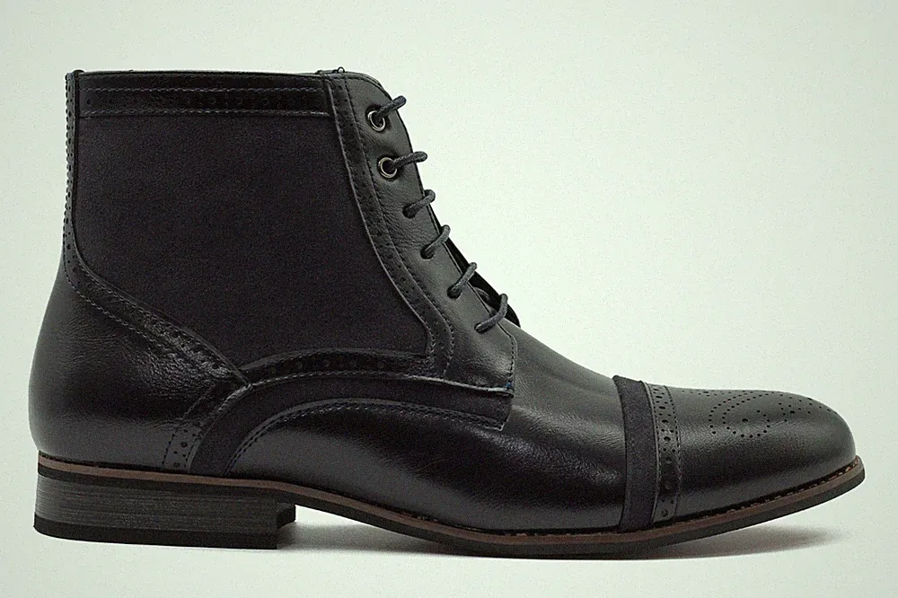 Herren Kunstleder Leder 2 Ton Brogue Stiefeletten Smart Stilvoll Schnürschuhe