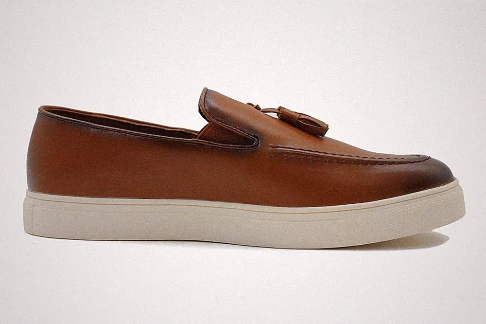 Herren Kunstleder Slipper Quaste Sneaker Flache Sohle Halbschuhe Smart Freizeitschuhe