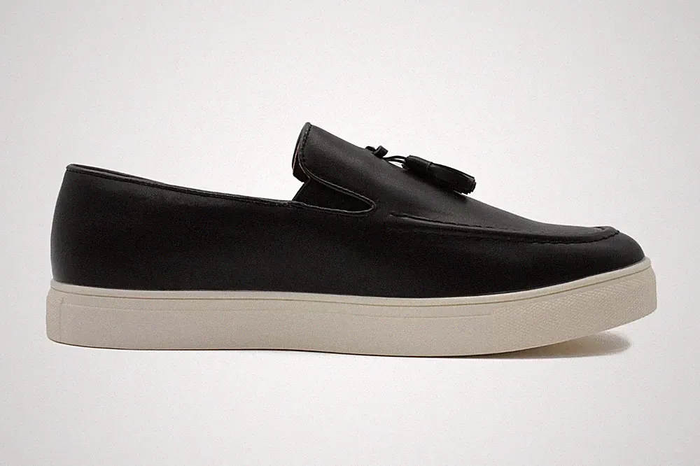 Herren Kunstleder Slipper Quaste Sneaker Flache Sohle Halbschuhe Smart Freizeitschuhe