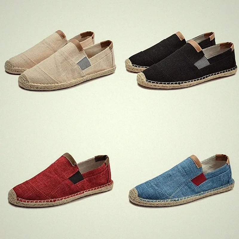 Herren Lässig Handgefertigt Leinen Espadrilles Slipper Atmungsaktiv Fischer Schu