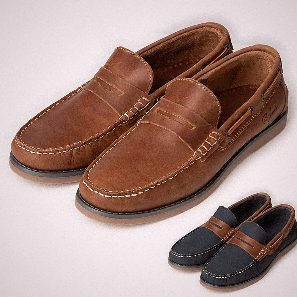 Herren Leder Halbschuh Schuh Rydale Bootsschuhe Slipper Mokassin Deck Smart 2 Farben