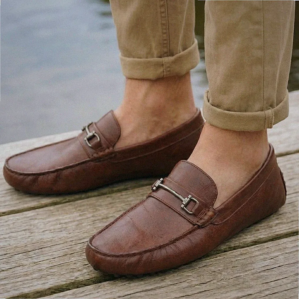 Herren Leder Halbschuhe Slipper Designer Freizeit Formell Horsebit Fahren Schuhe Größe