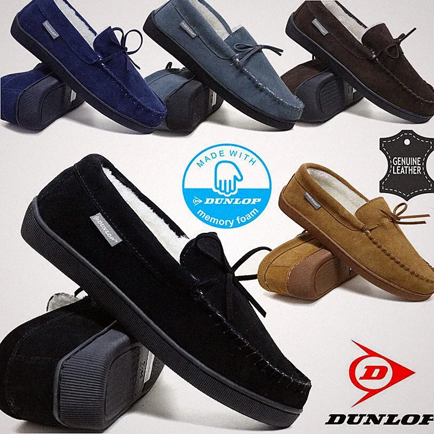 Herren Leder Hausschuhe Memory Foam Mokassins Lammfell Fell Thermo Halbschuhe Schuhe