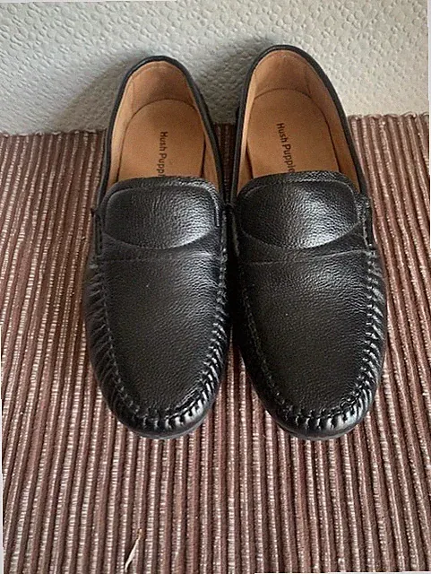 HERREN LEDER HUSH PUPPIES - SLIPPER - NIE GETRAGEN - GR. 10 SCHMAL
