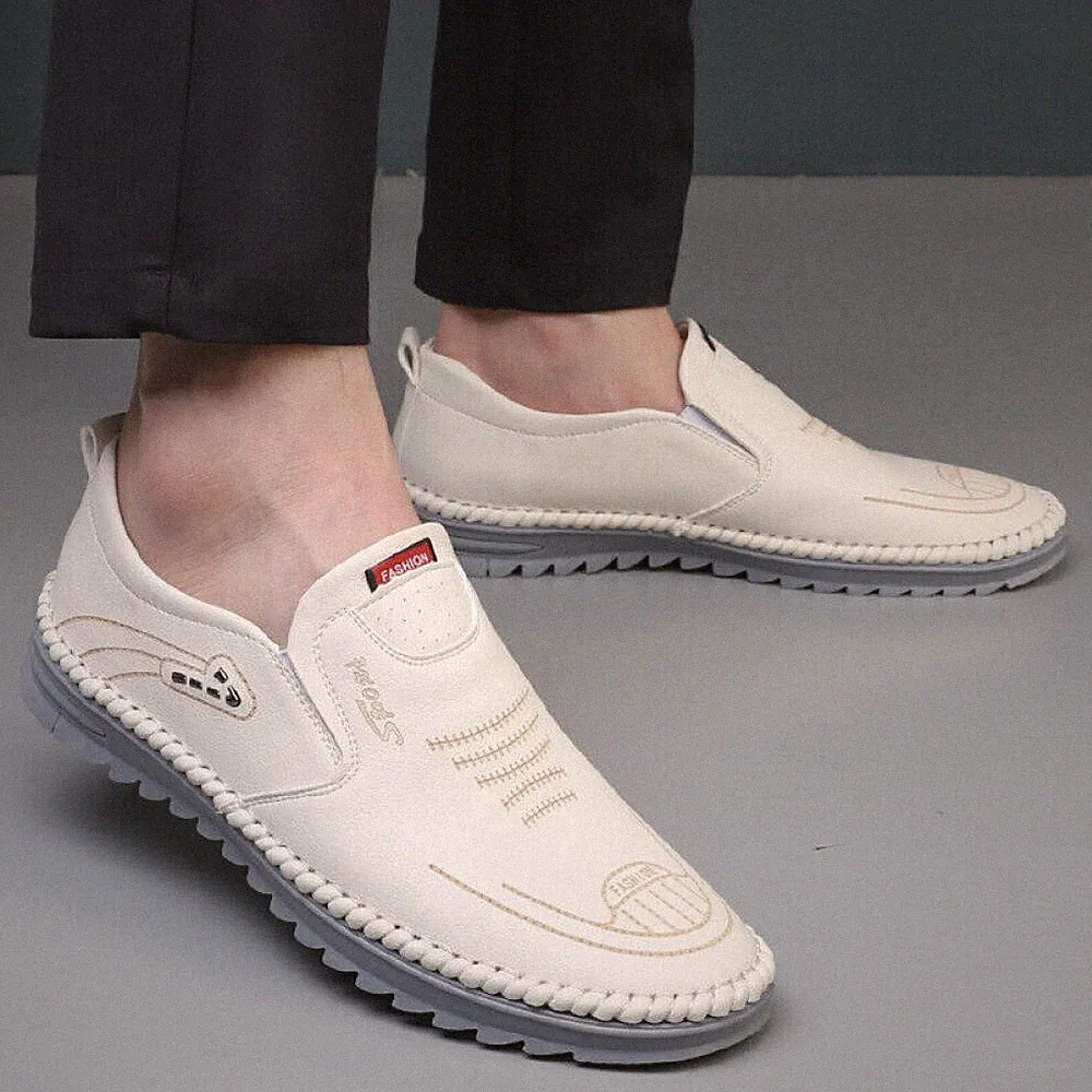 Herren Leder Slip-On Slipper lässige Mode fahren Bootsdeck Mokassin Schuhe
