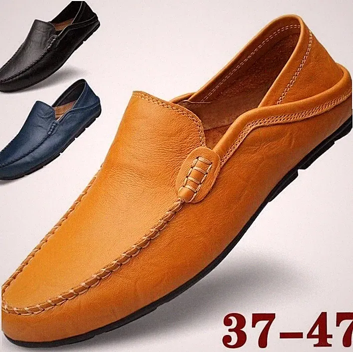 Herren Leder Slipper Halbschuhe Freizeit Mokassin Boot Fahren Schuhe Smart Pumps