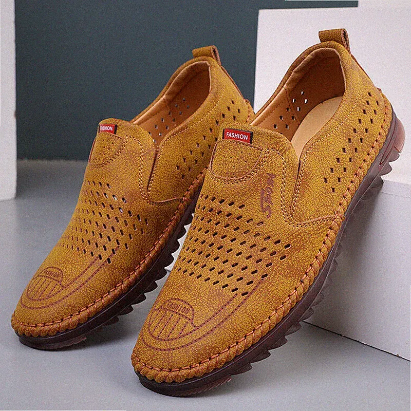 Herren Leder Slipper Halbschuhe Leger Fahren Boot Deck Mokassin Schuhe UK