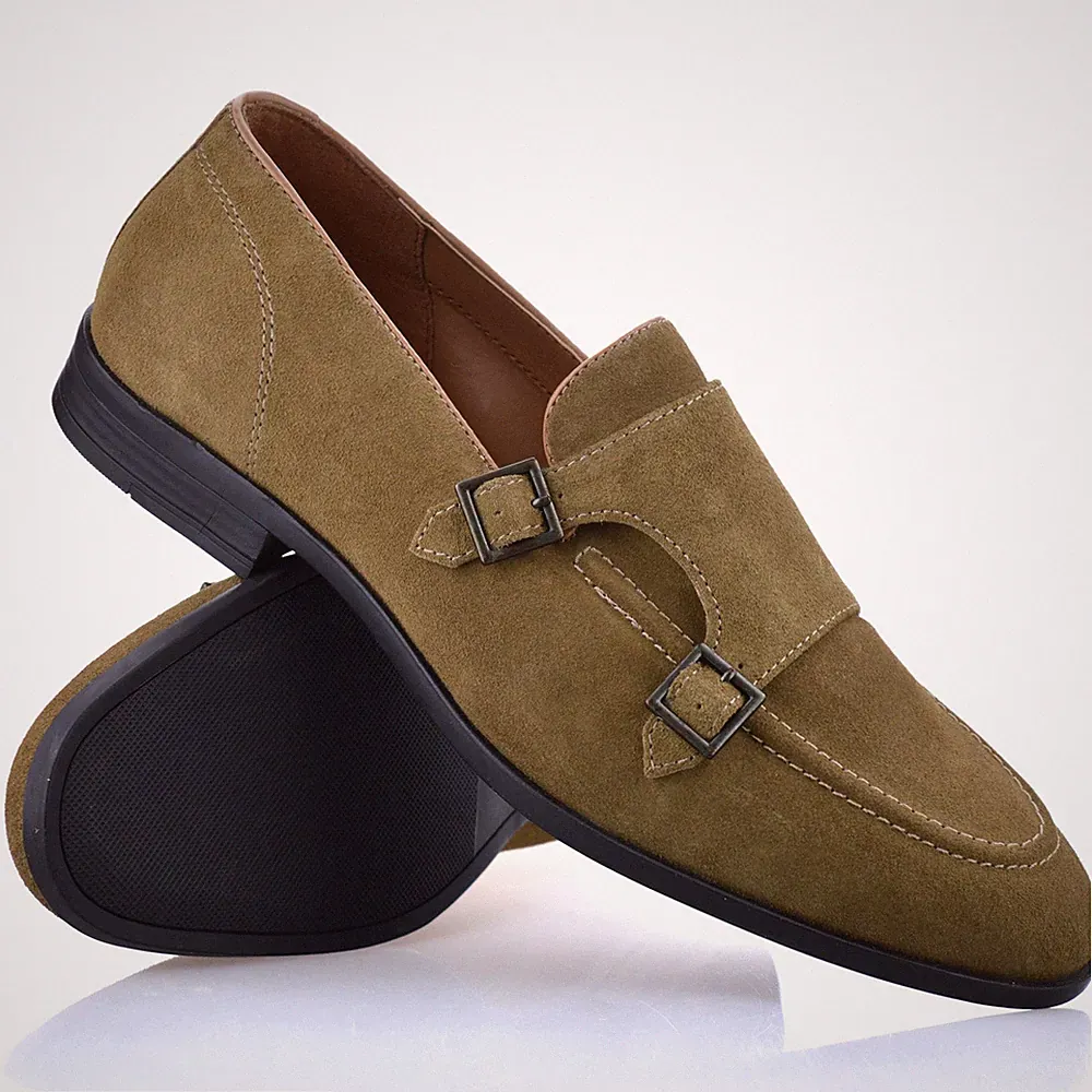 Herren Leder Slipper Halbschuhe Smart Freizeit Mönch Riemen Mokassin Stil Schuhe Größe