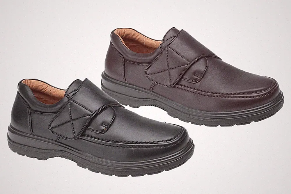Herren Leger Formell Touch Schließen Riemen Leicht Flach Bequem Schuhe Schwarz Braun