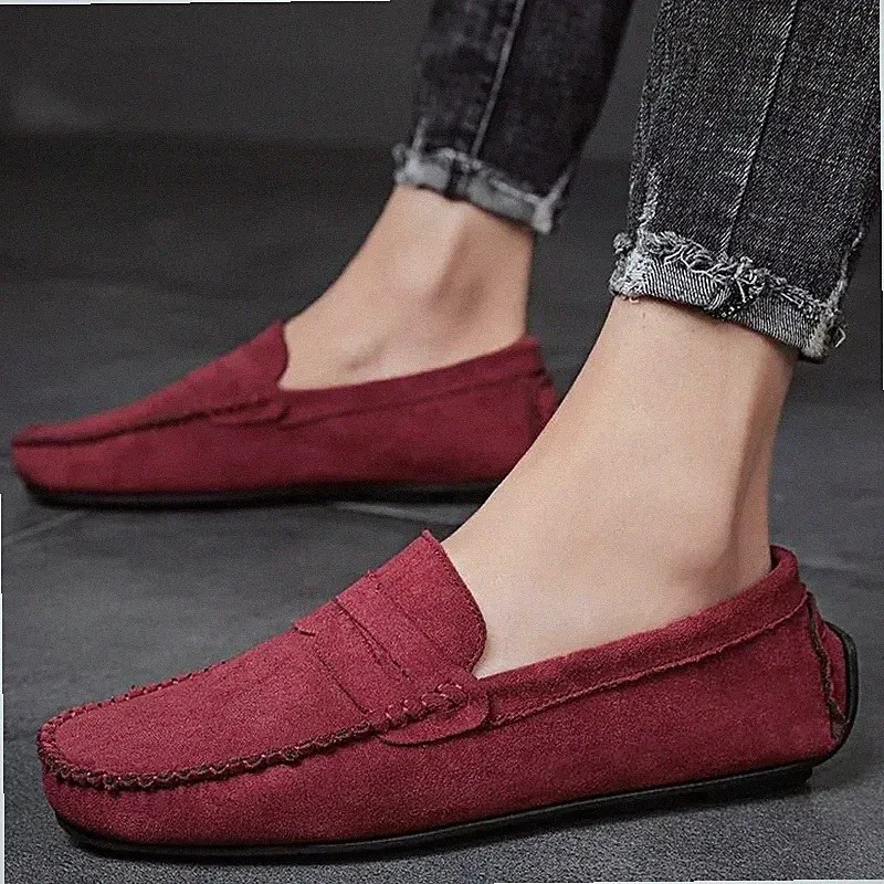 Herren Loafer Elegant Casual Bequem Wildlederoptik Rotwein CF59281