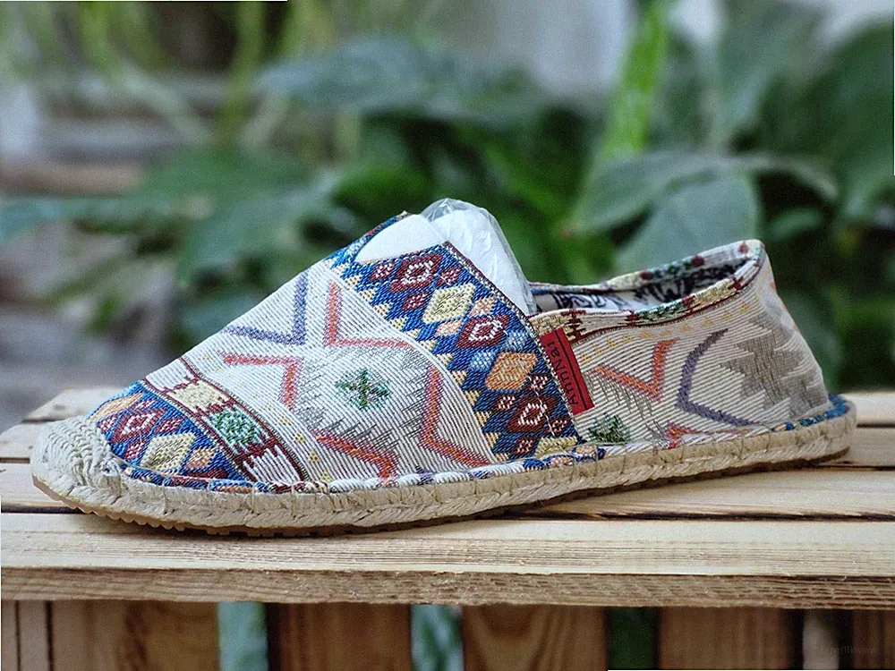 Herren LOAFER/ESPADRILLES, Aztenkenstil, Gr. 44,5, Beige Muster bunt