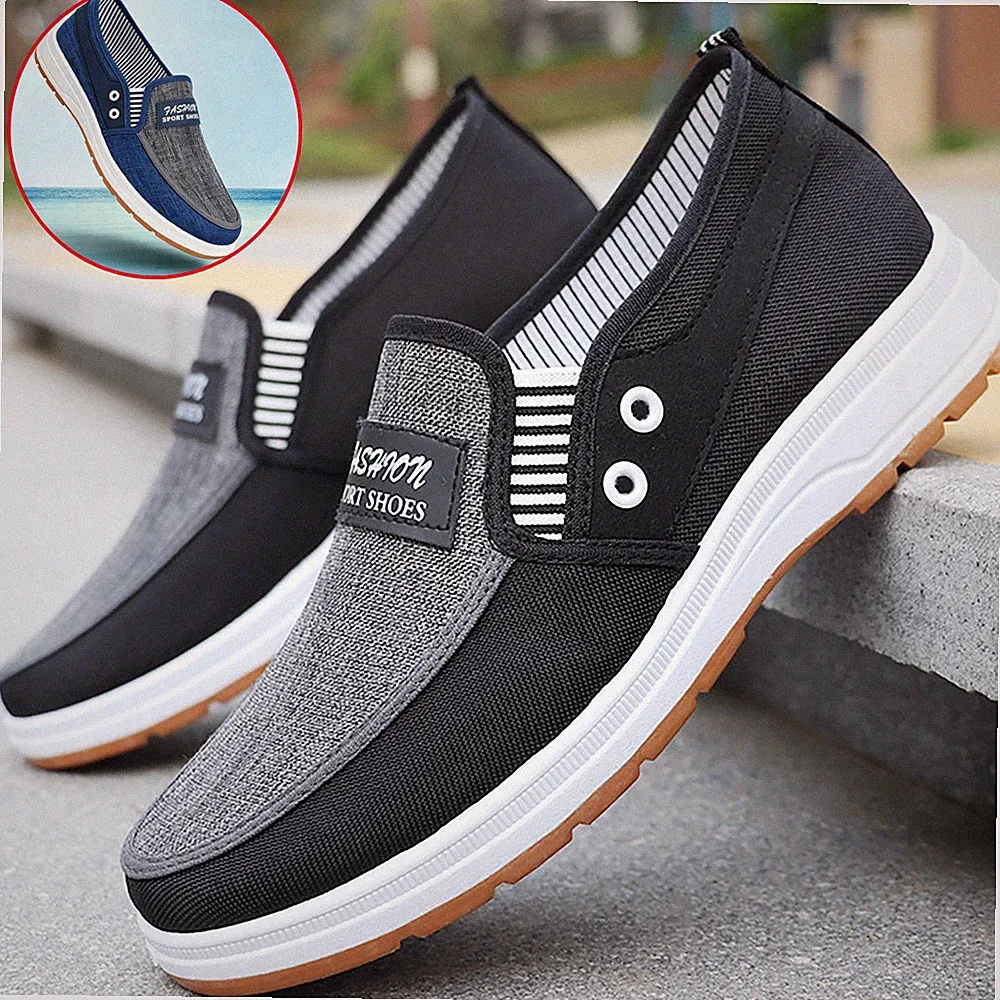 Herren-Loafer, Legerer Slipper aus Segeltuch, leichte, atmungsaktive Wander Neu