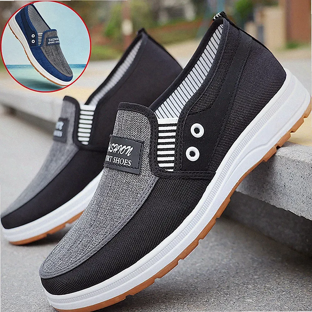 Herren-Loafer, Legerer Slipper aus Segeltuch, leichte, atmungsaktive Wander Neu
