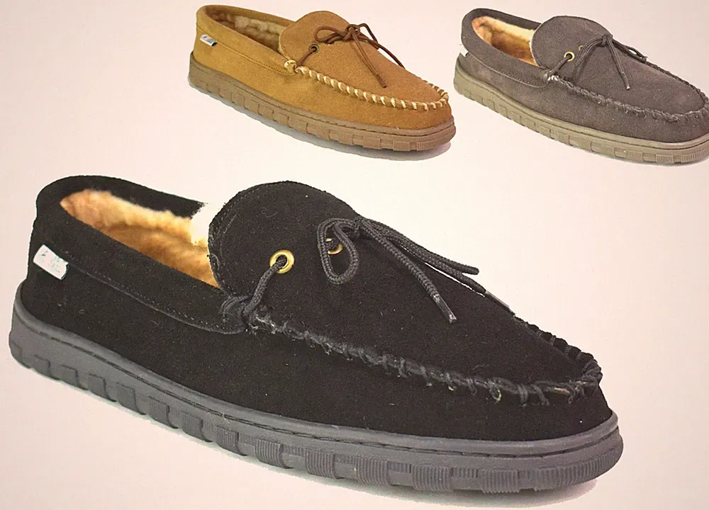 Herren-Loafer schwarz Winter warm Fell gefüttert Outdoor-Hausschuhe UK Größe 7-12