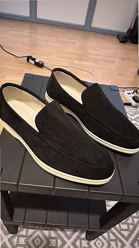 Herren Loafer Slipper Schwarz Wildleder-Optik Gr. 43 – Top Zustand
